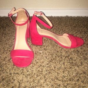 Red Block Open-Toe Heel